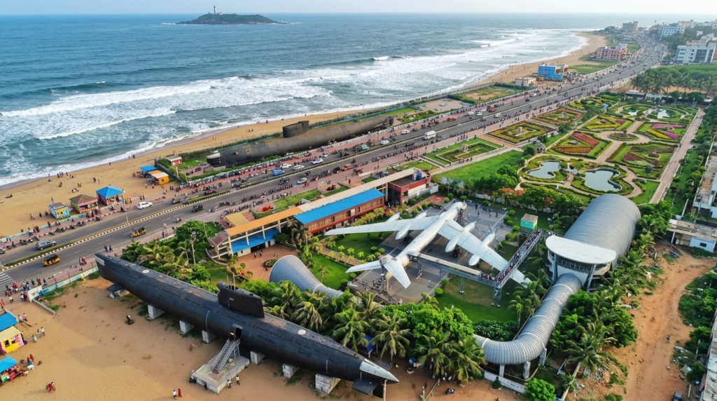 Aerial view of TU-142 Aircraft Museum near RK Beach iBest places to visit in Visakhapatnam